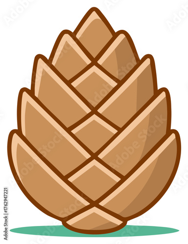 Simple brown pinecone vector illustration. Cartoon forest symbol for autumn and winter.