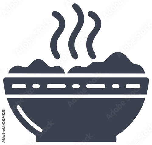 Steaming Bowl of Food Illustration Hot Meal Cozy Comfort Meal Icon