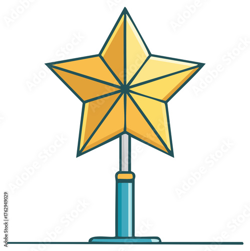 Golden Star Ornament Topper for Christmas Tree Decoration