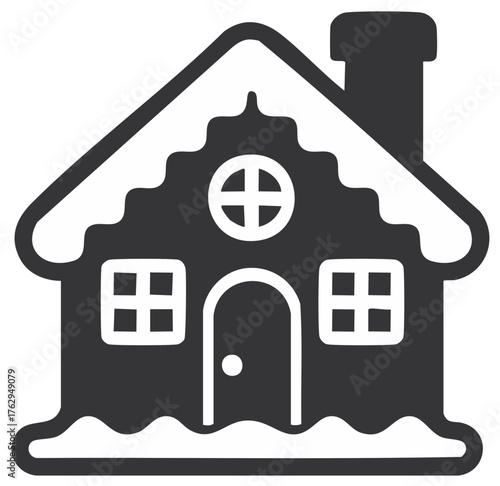 Holiday Gingerbread House with Snow Icing Graphic Element for Winter Season Celebrations