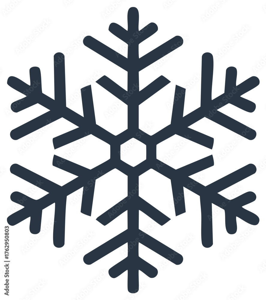 Obraz premium Stylized Snowflake Icon Winter Element Geometric Shape Hexagon Center Vector Graphics