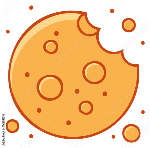 Cartoon Illustration of a Biscuit With a Bite Taken Out