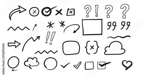 Hand drawn doodle elements for graphic design use