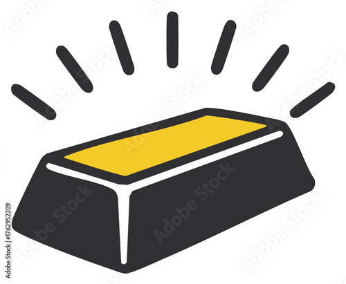 Illustrated shining gold bar representing wealth, luxury, and financial success