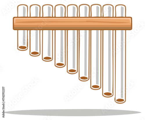 Illustration of an Andean panpipe, Siku, or zampona, a traditional instrument with tubes of different lengths