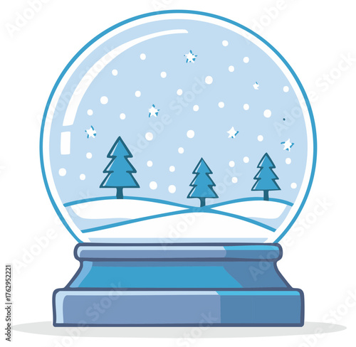 Wallpaper Mural Winter scene snow globe with falling snow and evergreen trees in a blue base Torontodigital.ca