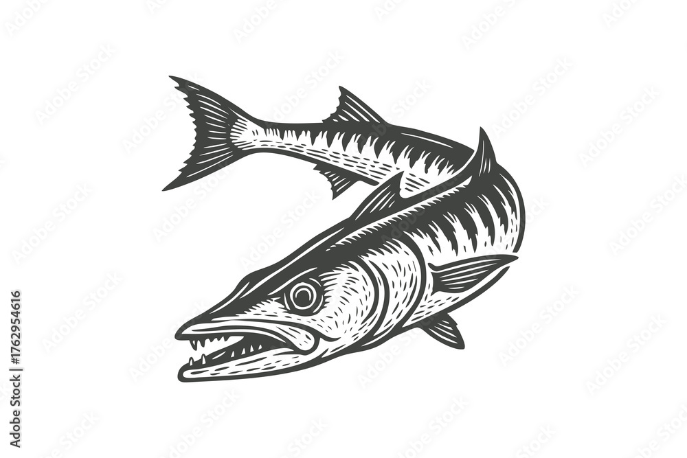 Fototapeta premium lineart illustration of a barracuda fish