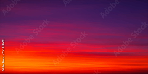 Vibrant abstract sunset sky with colorful clouds and bright sunlight reflecting orange, red, purple, and blue color