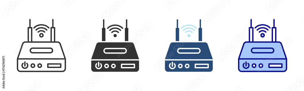 Fototapeta premium Wifi Router Icon Set. Designed In Multi Style