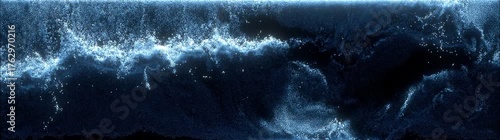 Particle ocean waves simulation, abstract wave luminous particle special effects background, particle wave light background, used for opening video, special effects, ultra-wide screen.