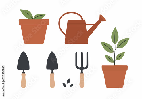 Gardening tools vector set suitable for horticultural, gardening, planting, garden care, home gardening