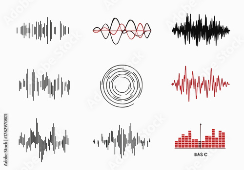 Sound wave illustration suitable for audio mixing, music production, data visualization, sound design