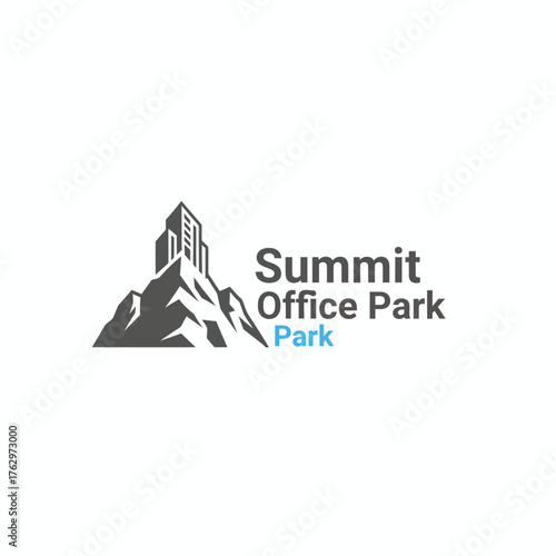 Skyscrapers on Mountain Peak: Summit Office Park Real Estate Investment Concept.