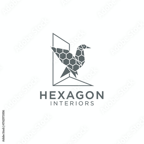 Geometric Bird in Frame: Hexagon Interiors and Modern Architectural Design.