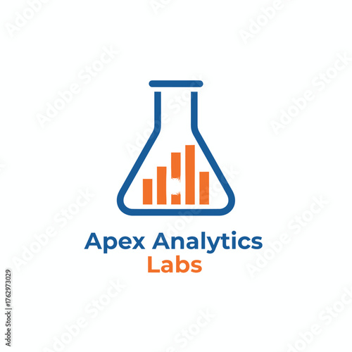 Lab Flask with Bar Chart: Apex Analytics, Science, and Data Research Labs.