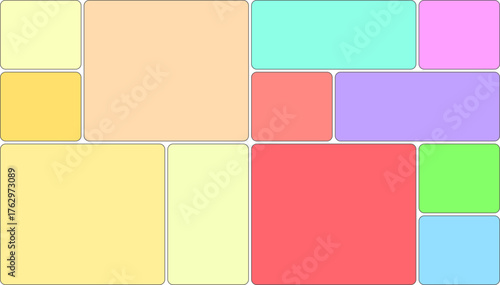 Colorful geometric mosaic of rectangles and squares in pastel shades