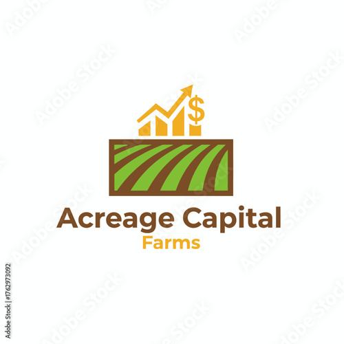 Farm Field Graph Arrow Logo Agriculture Financial Investment Growth.