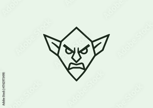 An angry goblin logo featuring sharp lines and fierce expression, symbolizing chaos, mischief, and untamed power in modern vector style