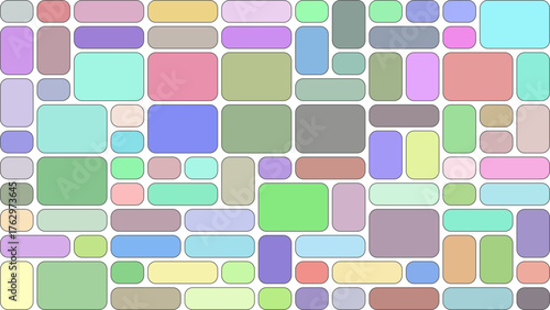 Abstract geometric pattern of rounded rectangles in pastel colors