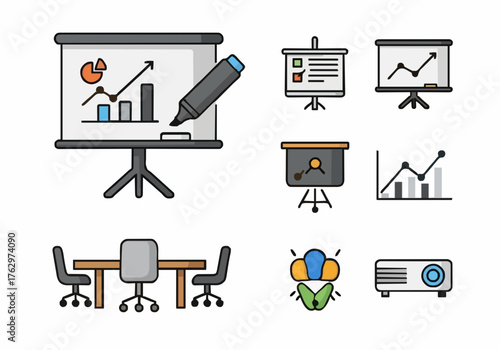Cute presentation vector illustration suitable for infographic, icon, explainer video, marketing promotion