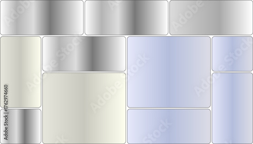 Collection of modern cosmetic spray bottles with metallic caps and gradient colors