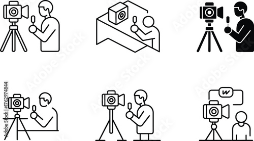 Video Production Icons: Filming, Recording, and Broadcasting