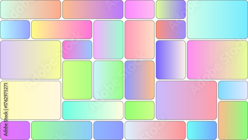 Abstract mosaic of rounded rectangles with soft pastel color gradients