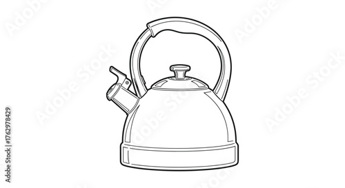 Classic Stainless Steel Kettle with Handle and Spout.