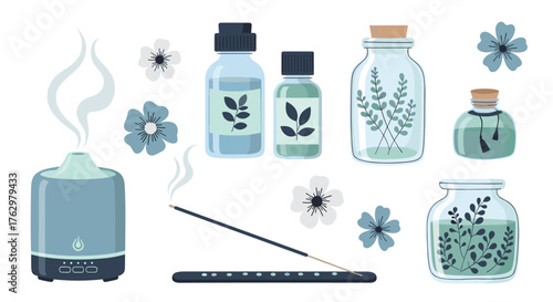 Aromatherapy and Wellness - Essential Oils, Diffuser, and Incense.