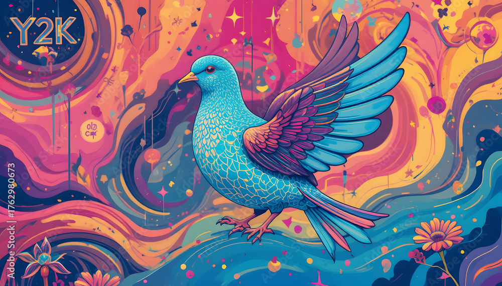 Obraz premium peacock feather wall pattern illustration