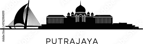 Putrajaya Skyline Silhouette with Cable Stay Bridge and Mosque