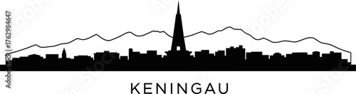 Keningau City Skyline Silhouette with Mountains