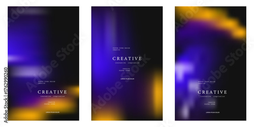 Creative Abstract Neon Glow With Purple Blue Yellow Gradient For Inspiring Poster Design
