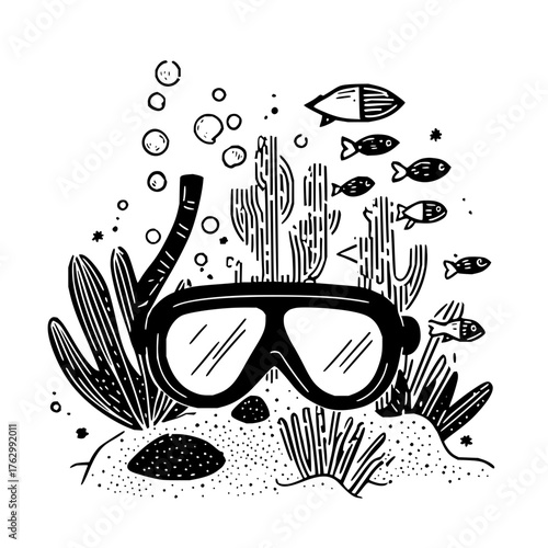 Dive into adventure explore the deep blue sea with this awesome scuba gear illustration share the love of ocean life