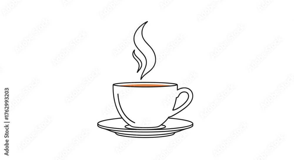 Obraz premium Minimalist line art illustration of a steaming hot coffee cup.