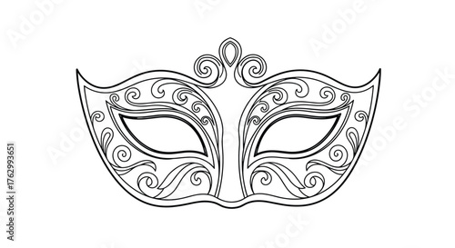 Elegant Masquerade Mask with Intricate Swirls and Decorative Elements.