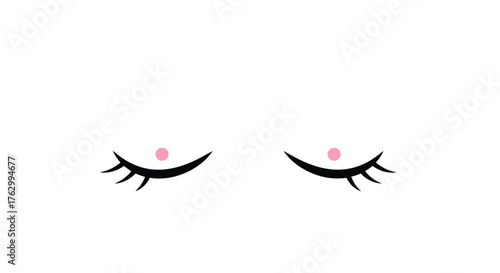 Cute Unicorn Eyelashes with Pink Cheeks on White Background.