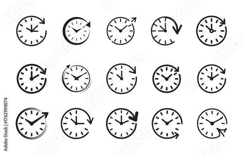 Time and Clock icons set. Clocks icon collection design. Vector Illustration eps  10