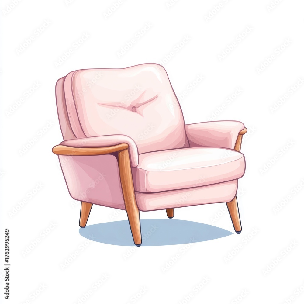 Naklejka premium A simple clean and centered of a chic and minimalist armchair or lounge chair icon set against a plain white background This contemporary furniture design graphic can be used for various home
