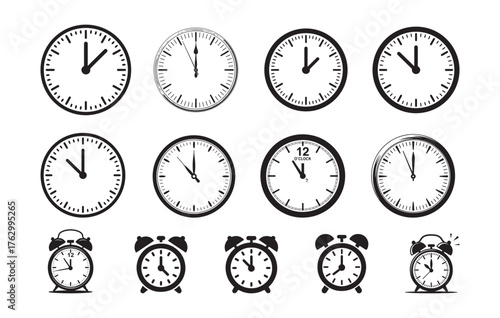 Time and Clock icons set. Clocks icon collection design. Vector Illustration eps  10
