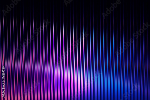 Abstract vertical glass texture with vibrant purple and blue light reflections