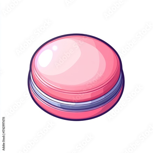 Elegant and minimalist of a classic blush makeup compact a simple yet iconic beauty product in a soft feminine design centered on a plain white background