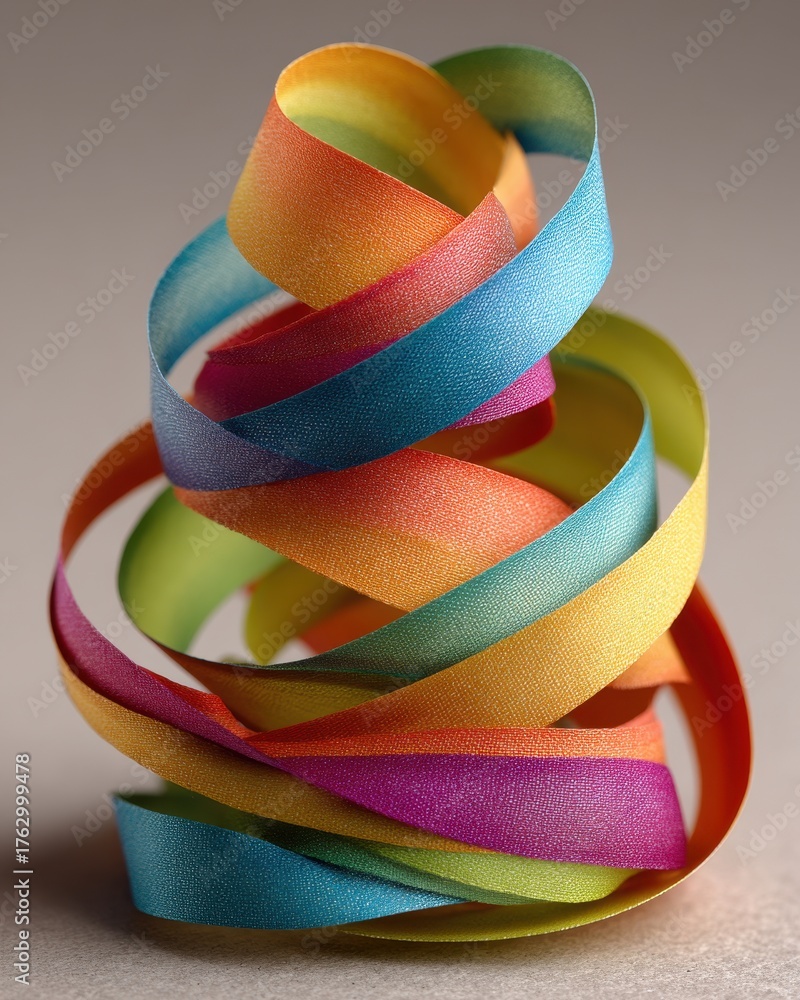 custom made wallpaper toronto digitalColorful Ribbon Spiral with Bright Rainbow Shades and Smooth Texture
