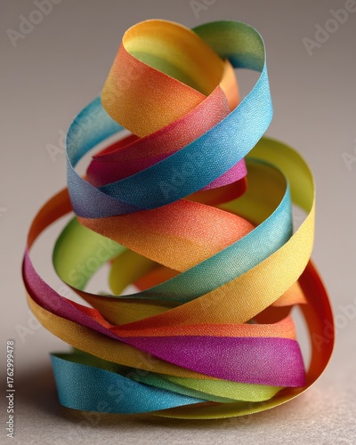 Wallpaper Mural Colorful Ribbon Spiral with Bright Rainbow Shades and Smooth Texture Torontodigital.ca