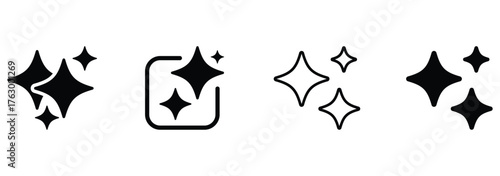 Generated AI icons set. AI star symbol with a pointed and rounded tip. AI logotype. Artificial intelligence concept. Icon element for app and web. Vector Illustration Design. eps 10