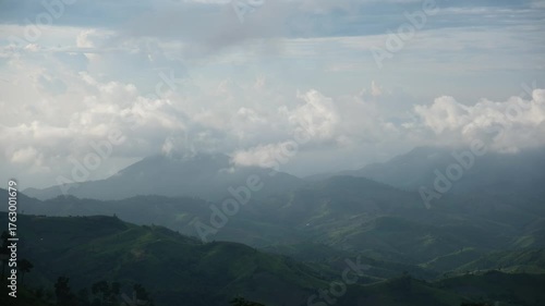 Greenery mountain views on cloudy day