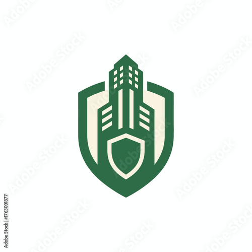 Shield Skyscraper City Building Security Protection Insurance Logo Vector