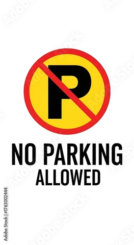 Free Download Clear and concise no parking sign with bold black lettering and iconic red circle prohibition symbol warning drivers to avoid stopping - GFXLoad