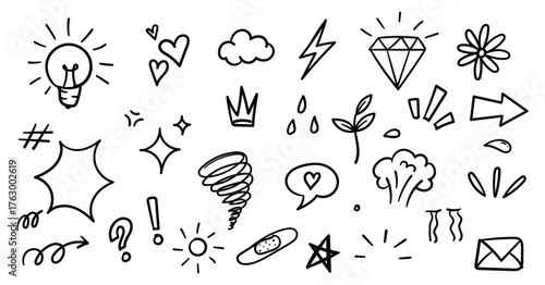 Doodle expression sign, hand drawn doodle comic element
