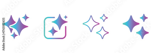 Generated AI icons set. AI star symbol with a pointed and rounded tip. AI logotype. Artificial intelligence concept. Icon element for app and web. Vector Illustration Design. eps 10